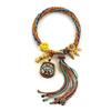 Cuerda de Mano Tibetana Thangka Cuerda de Algodón Enrollada a Mano Pulsera Trenzada Ojo del Dios de la Riqueza de Cinco Vías Zakiram Tara Verde Perla Thangka