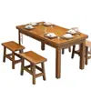 Juego de mesa y sillas para restaurante, mesa y sillas de comedor para tienda de fideos, mesa de comedor para snack bar, mesa de restaurante, mesa de comedor de madera maciza carbonizada para barbacoa de restaurante