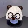 Gorro para bebé para otoño e invierno, lindo diseño de perro con gafas, gorro de lana unisex para niños, gorro de punto cálido tipo jersey, gorro con protección para orejas para niños