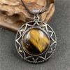 Collar de cristal de estrella de seis puntas, colgante de estilo europeo y americano, conchas de abulón vintage, piedra de ojo de tigre, joyería personalizada, combina y combina.