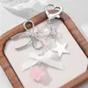 Llavero/Colgante para Bolso DIY Versátil de Chica Dulce con Lazo Blanco Plateado, Corazón Rosa, Estrella Rosa, Durazno