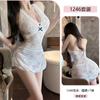 Conjunto de Lingerie Sexy com Renda Tentação Gola Halter Transparente Busto Pequeno Não Tirar Roupa de Dormir 1246