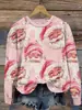 Estación Independiente Transfronteriza Nueva Impresión Digital 3D para Mujer Cuello Redondo Moda Holgada Sudadera Top Casual Otoño e Invierno