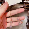 Nuevos pendientes de estrella de cinco puntas de circonita de la suerte para mujer, pendientes largos de borla, pendientes de plata, fábrica puede ser una generación de cabello