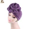Sombrero Turbante de Flor Grande de Seda Brillante Nuevo Sombrero Indio Suministro Más Vendido de Amazon Tjm-322 Estilo Étnico Holgado