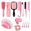 Set de Peines para Peinar el Cabello de 14 Piezas Más Vendido Transfronterizo, Peine de Ocho Púas, Peine Masajeador, Goma para el Cabello, Gorro para Dormir, Juego Completo de Herramientas para Peinar el Cabello
