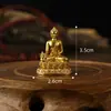 Estatua de Buda Mini Portátil Dorada de Latón 3cm Adorno Sakyamuni Dios Amarillo de la Riqueza Manjusri Guanyin de Cuatro Brazos Exquisita