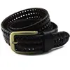 Cinturón tejido retro para hombres y mujeres jóvenes, combinable con todo, de punto fino, con hebilla de cuero, de piel de vaca pura, para pantalones casuales de moda.