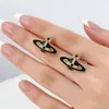 Brincos de Saturno Estilo Rainha Mãe, Design Exclusivo com Brincos de Planeta Cravejados de Diamante, Brincos Vintage de Luxo Leve Atacado Transfronteiriço