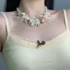 Colar de Resina com Flor de Pérola e Concha Irregular Luxo Acessível Design de Nicho Corrente para Clavícula Colar da Moda Estiloso Elegante