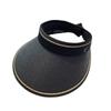 Sombrero de verano para mujer, plegable, anti-UV, para el sol, de goma negra, protector solar, de ala ancha y fino.