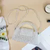 Direto da fábrica, bolsa de contas acrílicas multicolorida, tecida à mão, bolsa de mão feminina versátil para festas, pode ser carregada na mão ou usada como bolsa transversal
