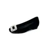 Aumento de 6CM Hebilla Cuadrada de Pedrería Punta Cuadrada Tacón Grueso Zapatos de Salón Mujer 2026 Otoño Nuevo Francés Con Felpa Cálidos Tacones Altos