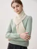 Cachecol 100% cashmere puro de cor sólida para mulheres, aquecedor de pescoço de malha quente para outono e inverno, xale atmosférico versátil estilo coreano