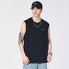 Camiseta sin mangas de nuevo estilo 2026 para hombre, Marca de tendencia de verano, Estampado de letras retro americano, Chaleco holgado de cuello redondo para fitness