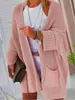 Cárdigan de Punto de Color Sólido con Bolsillo Transfronterizo Suéter para Mujer Comercio Exterior Otoño e Invierno Nuevo para Mujer Amazon Chaqueta Holgada para Mujer