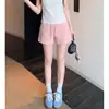 Pantalones cortos deportivos grises para mujer para verano, pantalones casuales finos de pierna ancha, estilo holgado y casual, adecuados para mujeres petite, pantalones cortos de tres cuartos
