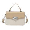 Bolso de Mano de Moda con Costuras en Color Contraste para Mujer 2025 Primavera Nuevo Bolso de Hombro Simple Versátil Bolso Cruzado Texturizado