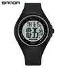 Relógio Digital LED de Tela Sensível ao Toque Sanda Simples Números Grandes Multifuncional Esportivo à Prova d'Água Display Único Relógio Jovem Atacado