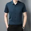 Llegada Nueva Verano 2022 Camisa Sin Costuras Termosellada Manga Corta para Hombre Moda Elástica Color Sólido Camisa de Negocios para Hombre
