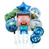 Nuevo Globo Digital de Cumpleaños de 32 pulgadas Estilo Mando de Juego de Película de Aluminio Dibujo Animado Pixel Steve de Minecraft