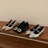Zapatos Mary Jane Plateados de Tacón Grueso Estilo Francés para Mujer, Nuevos de Primavera y Otoño 2026, Punta Cuadrada, con Pedrería, Elegantes de Tacón Alto
