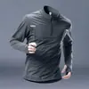 Camiseta Masculina de Manga Longa com Zíper Estampada, Solta, para Outono e Inverno, Esportes e Lazer, Corrida, Academia, Treino