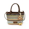 Bolso de Paja Tejida Rayado de Nuevo Estilo para Mujer, Bolso Cubo Casual de Nicho para Vacaciones, Bolso de Mano 2026, Bolso de Playa