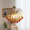Candelabro Lámpara de Moco de Gota de Agua de Cristal Retro Italiano Vestíbulo Bohemio Sala de Estar Dormitorio Candelabro Americano