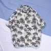 Camisa de Praia Surfe Coqueiro Manga Curta Floral Algodão Linho Litoral Havaiana Solta Estampada Camisa Praia Havaí