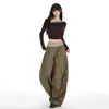 26 Pantalones Casuales de Retazos Cuadros Estilo Retro Americano para Mujer de Cintura Alta, Holgados, Pierna Ancha, Plisados Soporta Dropshipping