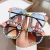 Gafas de Sol Cuadradas de Girasol 2025 Moda Letra Marco Cuadrado de Perla Gafas de Sol para Foto de Fiesta de Cumpleaños para Hombres y Mujeres