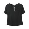 Camiseta Pulôver Manga Curta Decote V Plus Size para Mulheres, Nova Cor Doce de Verão Top 232209
