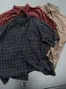 Camisa a Cuadros de Manga Corta Estilo Retro Americano Relajado Old Money para Hombres y Mujeres, Camisa Casual Holgada de Bolsillo de Alta Gama para Verano
