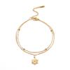Pulsera de acero de titanio de corte transfronterizo directa de fábrica, cadena de doble capa, colgante de radiación hueco en el centro, pulsera de acero inoxidable de moda