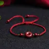 Pulsera tobillera de seguridad de cinabrio natural tejida a mano, pulsera antigua, pulsera para pareja, estudiante, mejor amigo/a, regalo para novia