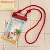 Bolsa de celular plástica de verão, fofa, de desenho animado, transparente, com airbag, à prova d'água, com areia movediça, à prova de choque, bolsa de pendurar para celular para natação
