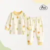 Conjunto de Ropa de Otoño para Niñas Pijamas Infantiles Algodón Puro Separado Ropa Interior de Manga Larga para Niños Pantalones de Otoño Ropa para el Hogar de Bebé Otoño y Primavera