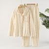 Pijama de Mujer Otoño e Invierno Algodón de Aire Acolchado Solapa Manga Larga Conjunto de Pantalones Espesado Cálido Holgado Talla Grande Ropa de Casa
