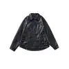 Jaqueta de Couro com Lapela Estilo Americano para Homens, Outono 2025 Vintage High Street Cool Workwear Coat, Versátil Tendência Retrô