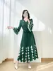 Vestido Plisado Estilo Miyake para Mujer, Nuevo Modelo Primavera 2026, Elegantes Mangas de Tres Cuartos, Holgado Talla Grande, Adelgazante, Vestido Largo de Moda