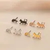 Pendientes Asimétricos de Gato y Espina de Pescado, Estilo Europeo y Americano, Simples, Dulces y Lindos, Pendientes Personalizados de Acero Inoxidable para Estudiantes