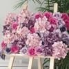 Suministro directo de fábrica cabeza de flor de rosa rizada simulación pintura al óleo pared de flores de boda bolsa de flores de seda arco de frutas de espuma con flores artificiales