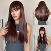 Amazon Internacional Europeu e Americano Peruca Feminina Cabelo Longo Preto Liso Mecanismo Fibra Química Molda-Rosto Touca Completa Peça Única Dropshipping