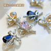 Celebridad de internet Nuevo lazo diamantes accesorios para uñas diamante cuadrado octogonal largo Súper Flash metal accesorios para uñas diamante al por mayor