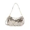 Bolso Cuadrado Pequeño de Cadena de Lentejuelas Plateadas Personalizado de Moda 2026 Versátil de Nicho de Gama Alta Bolso de Hombro