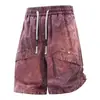 M-XL Verano Nuevo Talla Grande Algodón Puro Pantalones Cortos de Trabajo para Hombre, Extra Grande y Holgados, Estilo Americano Tie-Dye Degradado Transpirables