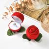 Boutique de moda cabeza de flor rosa con rama caja de anillo exquisitos aretes flocado de franela de alta calidad caja de regalo directo de fábrica
