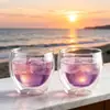Taza de Vidrio Transparente Engrosada con Forma de Huevo, Taza de Té de Flores Doble Pared Aislada Anti-quemaduras, Vaso de Agua de Vidrio Hueco de Doble Pared Resistente a Altas Temperaturas