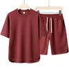 Comercio exterior transfronterizo verano superventas conjunto casual de moda para hombre con cuello redondo y manga corta, conjunto de moda informal de manga corta y pantalones cortos de talla grande